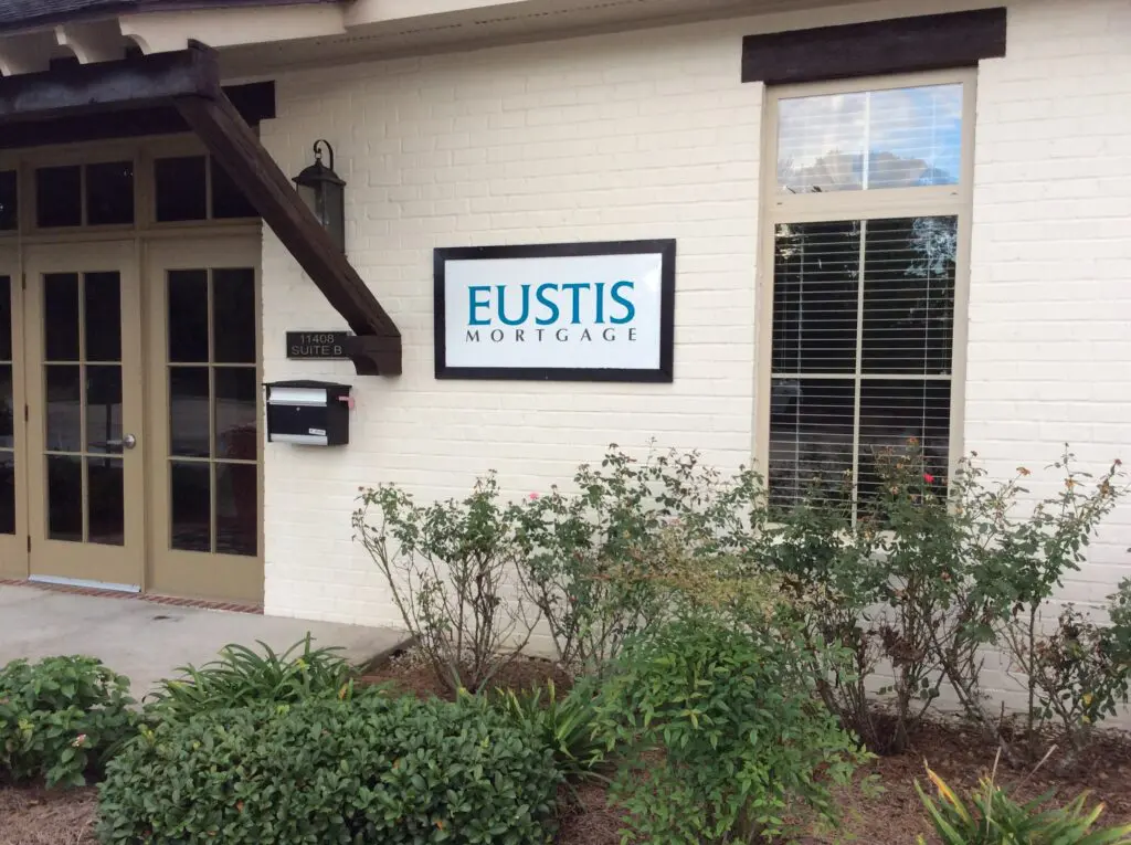 Eustis mortgage Custom-made aluminum decals for indoor or outdoor use, rust-free and durable, perfect for business or building signage.